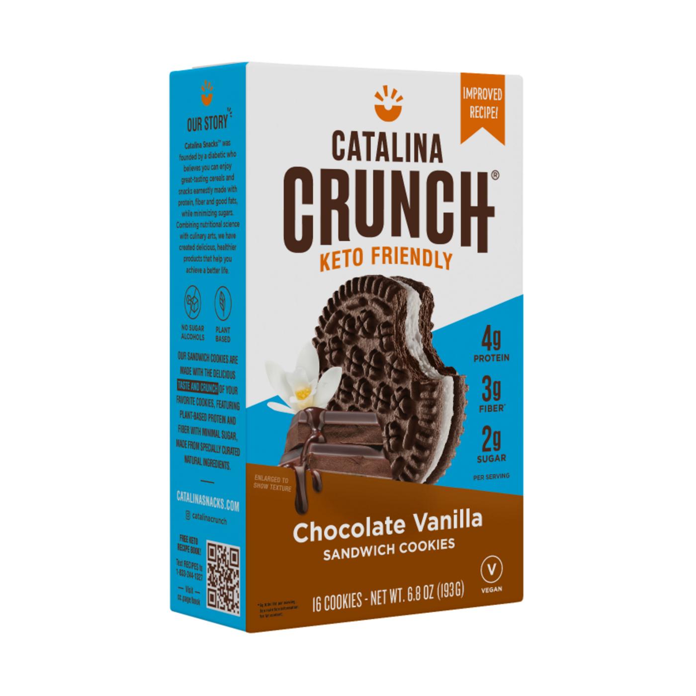 Catalina Crunch Keto Friendly Chocolate Vanilla Sandwich Cookies; image 1 of 3