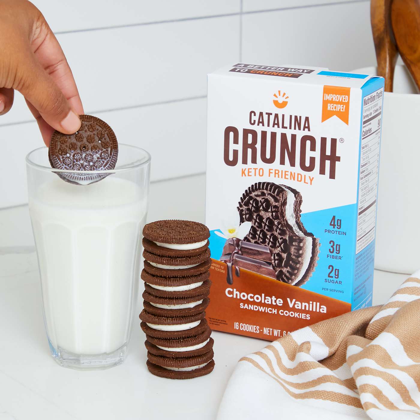 Catalina Crunch Keto Friendly Chocolate Vanilla Sandwich Cookies Shop
