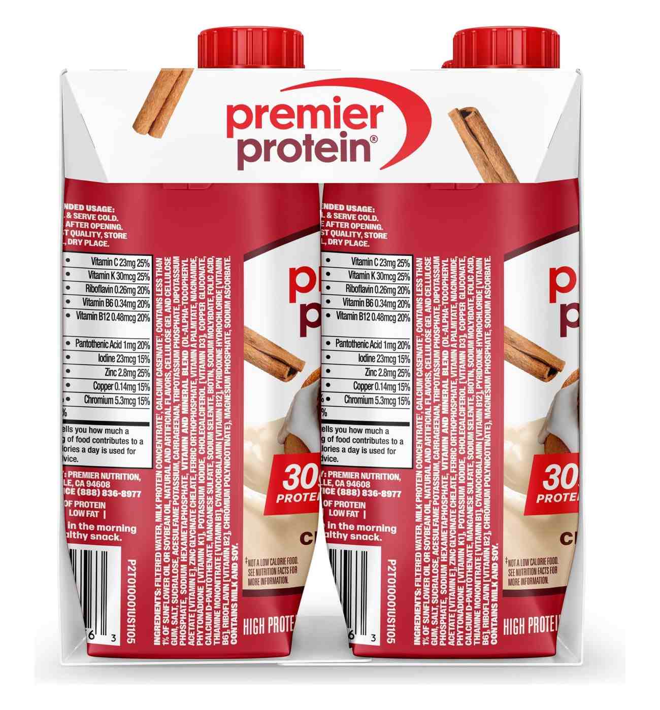 Premier Protein 30g Protein Shakes 4 pk Bottles - Cinnamon Roll; image 2 of 4
