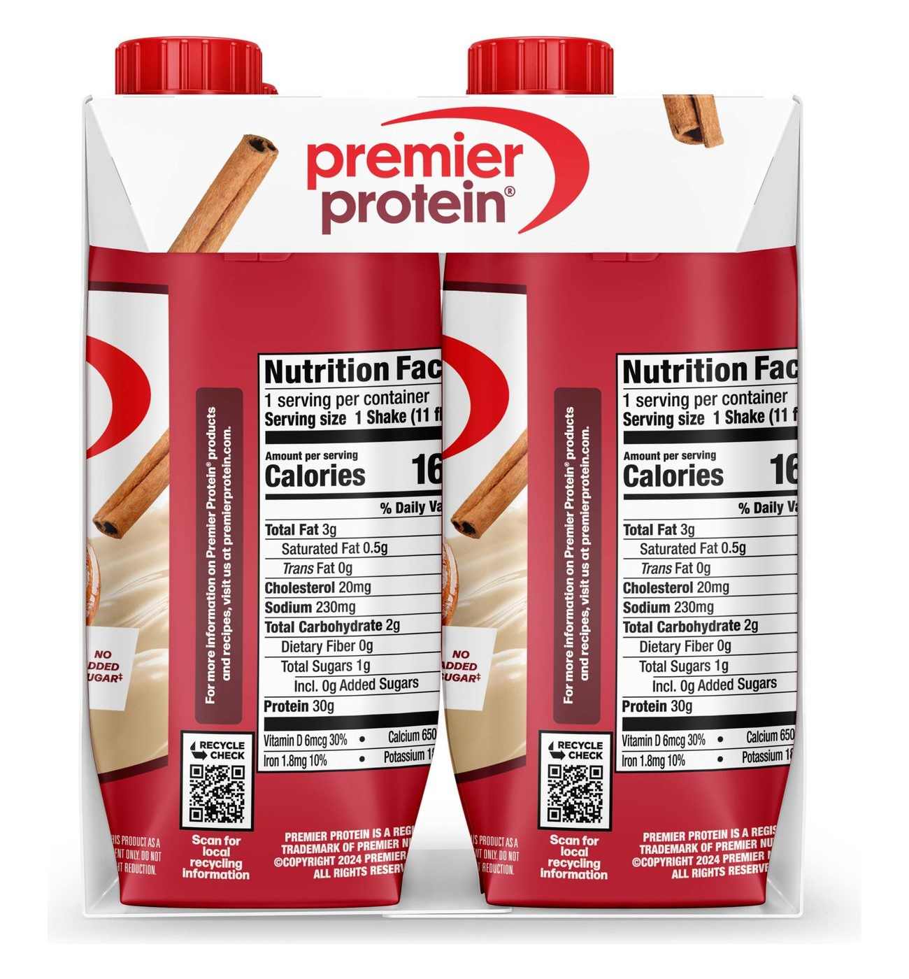 Premier Protein 30g Protein Shakes 4 pk Bottles - Cinnamon Roll; image 4 of 4
