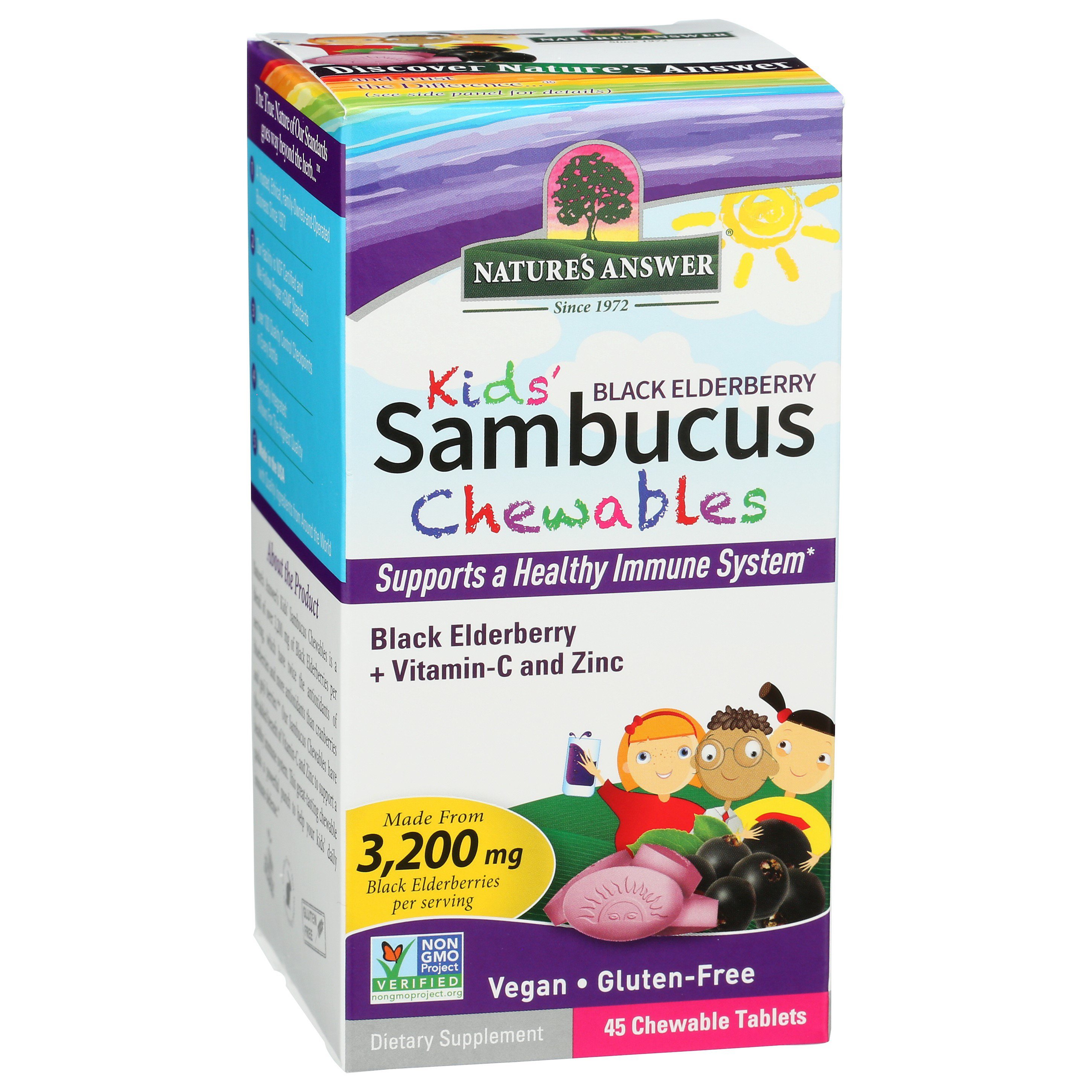 Nature's Answer Kids' Black Elderberry Sambucus Chewables, 45 ct