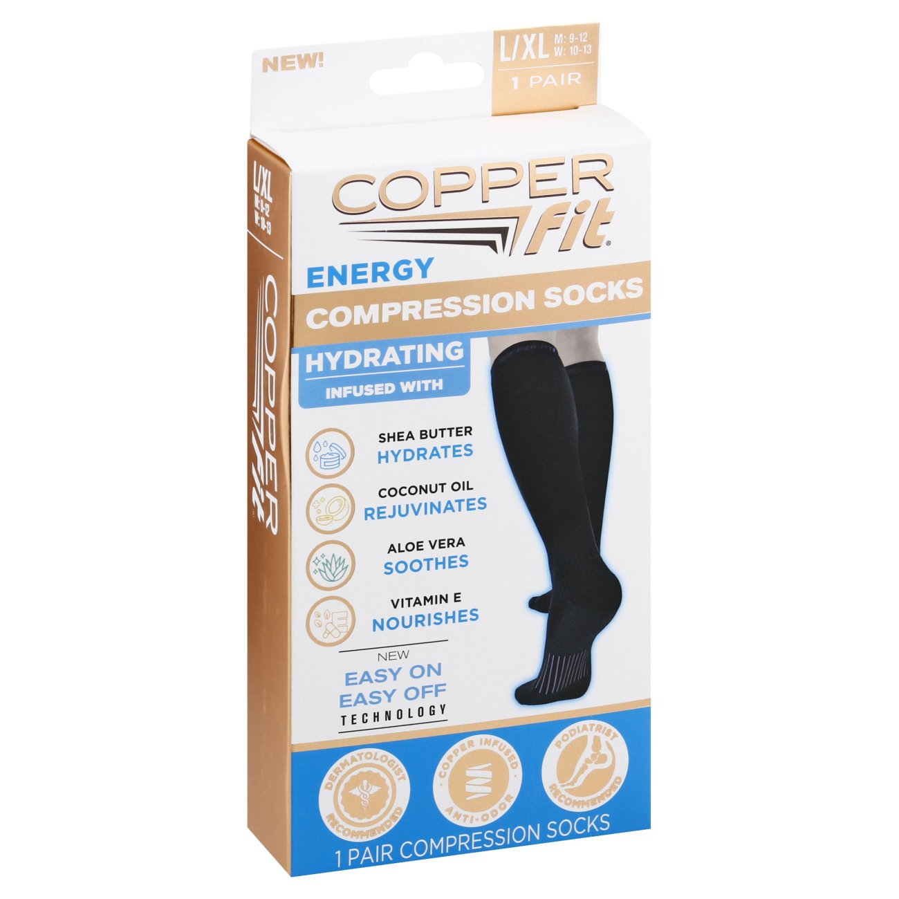 As Seen On TV Copper Fit Energy Plus Black Compression Socks - Shop ...