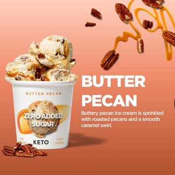 Keto Pint Zero Added Sugar Butter Pecan Ice Cream