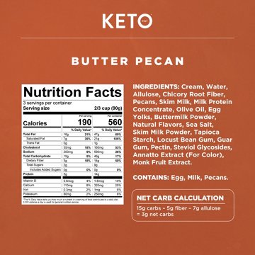 Keto Pint Zero Added Sugar Butter Pecan Ice Cream