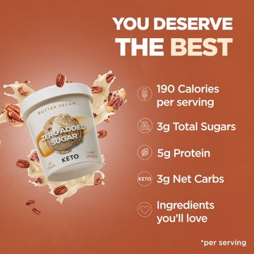 Keto Pint Zero Added Sugar Butter Pecan Ice Cream