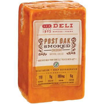 H-E-B Deli Post Oak Smoked Cheddar Cheese, Custom Sliced