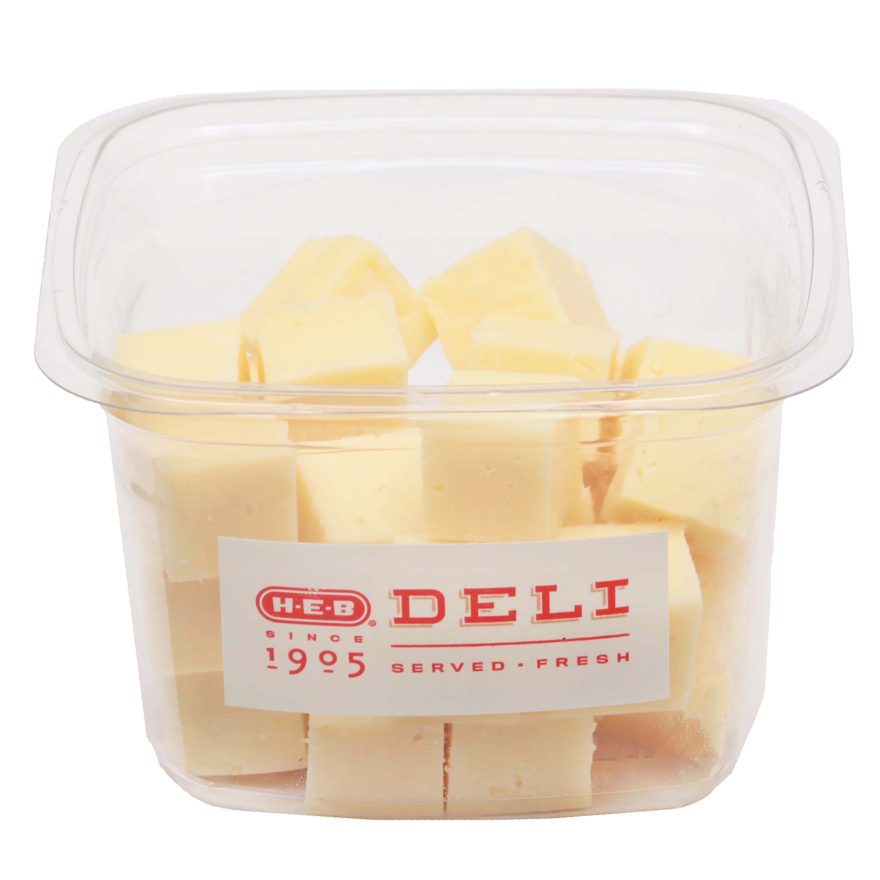 H-E-B Deli Post Oak Smoked Havarti Cheese Cubes, Avg. 0.46 lb