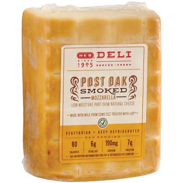 H-E-B Deli Post Oak Smoked Mozzarella Cheese, Custom Sliced
