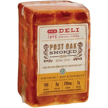 H-E-B Deli Post Oak Smoked Gouda Cheese, Custom Sliced