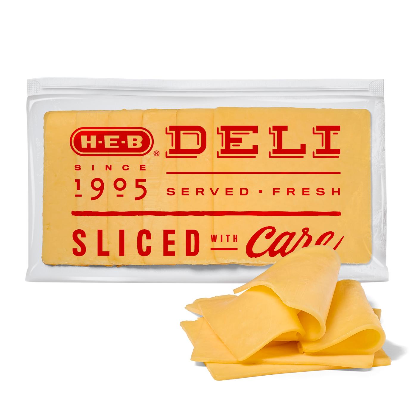 H-E-B Deli Post Oak Smoked Gouda Cheese, Sandwich Sliced; image 1 of 4