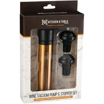 Kitchen & Table by H-E-B Wine Vacuum Pump & Stopper Set - Antique Gold, 2 ct