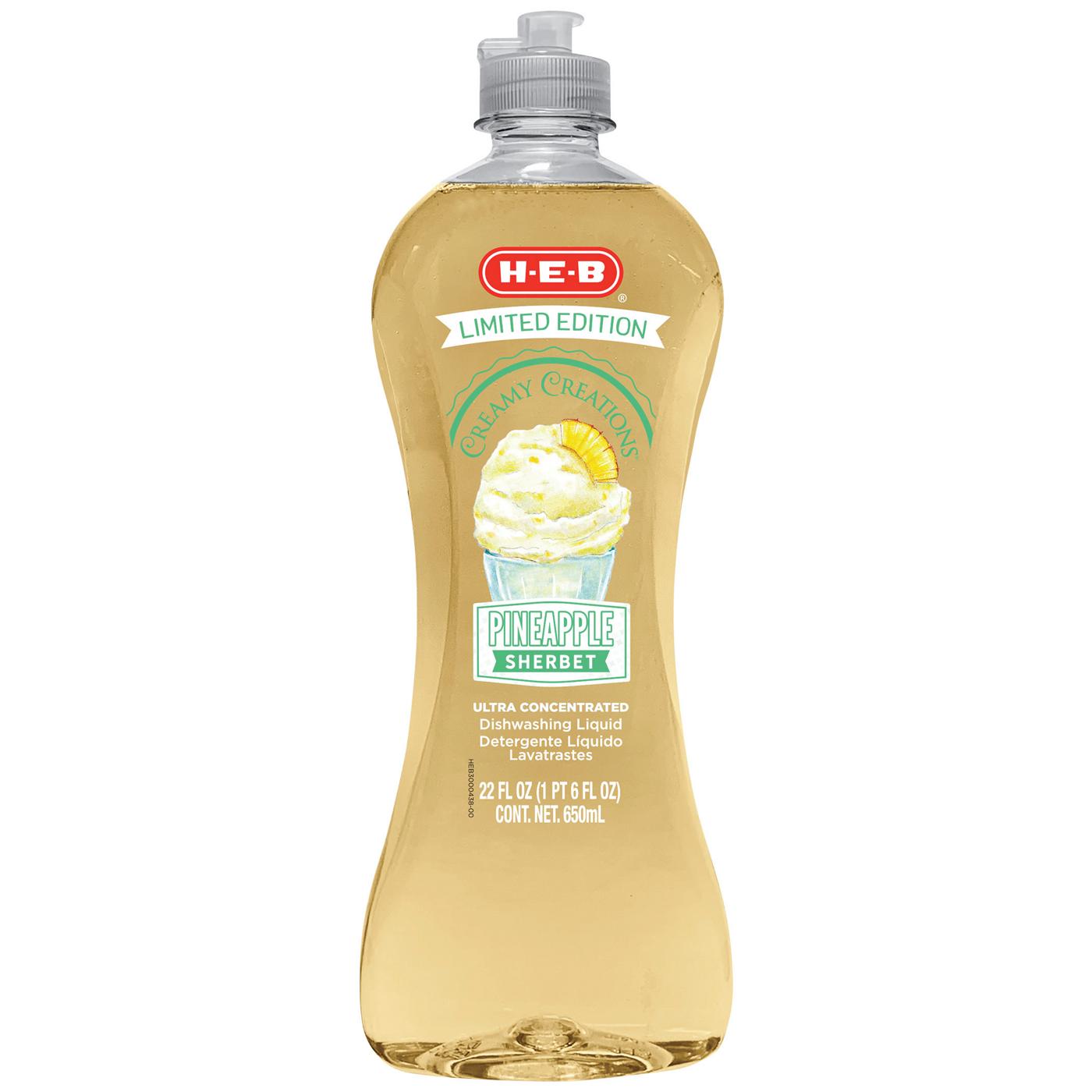 H-E-B Limited Edition Ultra Concentrated Creamy Creations Pineapple Sherbet Dish Soap; image 1 of 3