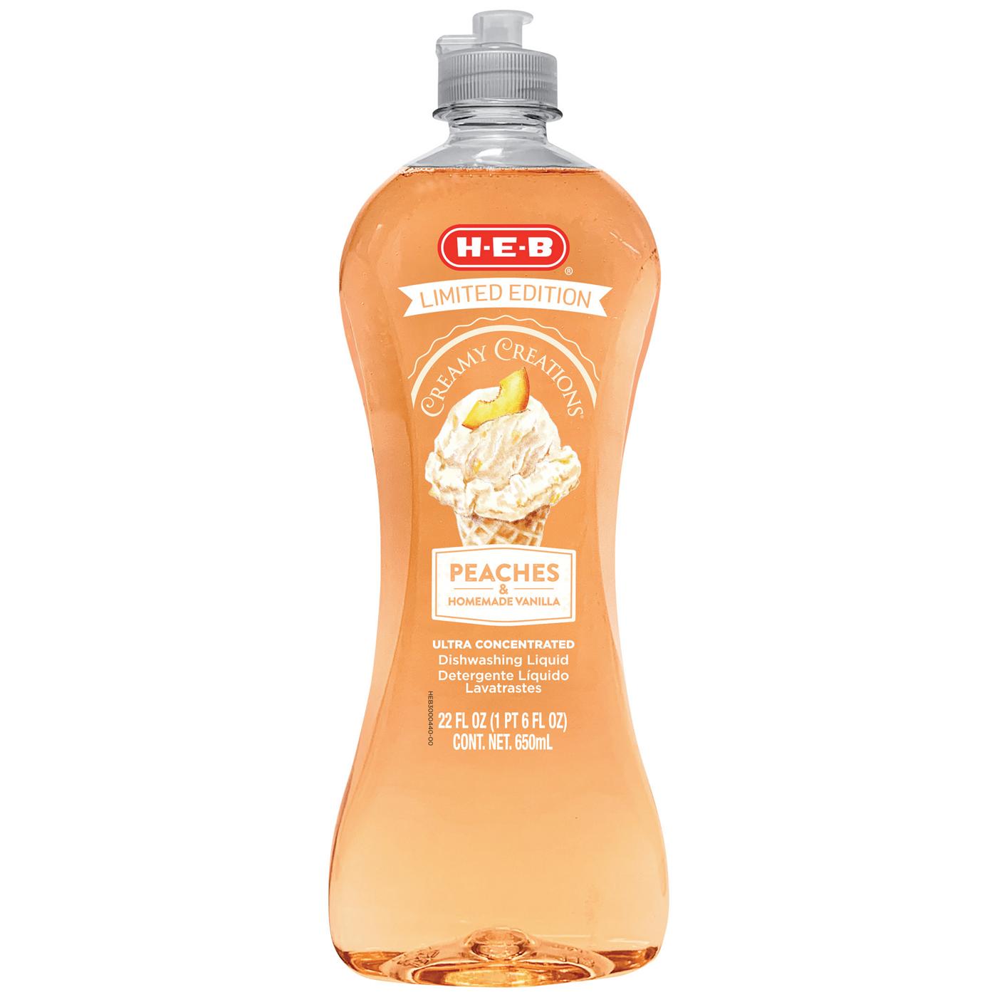 H-E-B Limited Edition Ultra Concentrated Creamy Creations Peaches & Vanilla Dish Soap; image 1 of 3