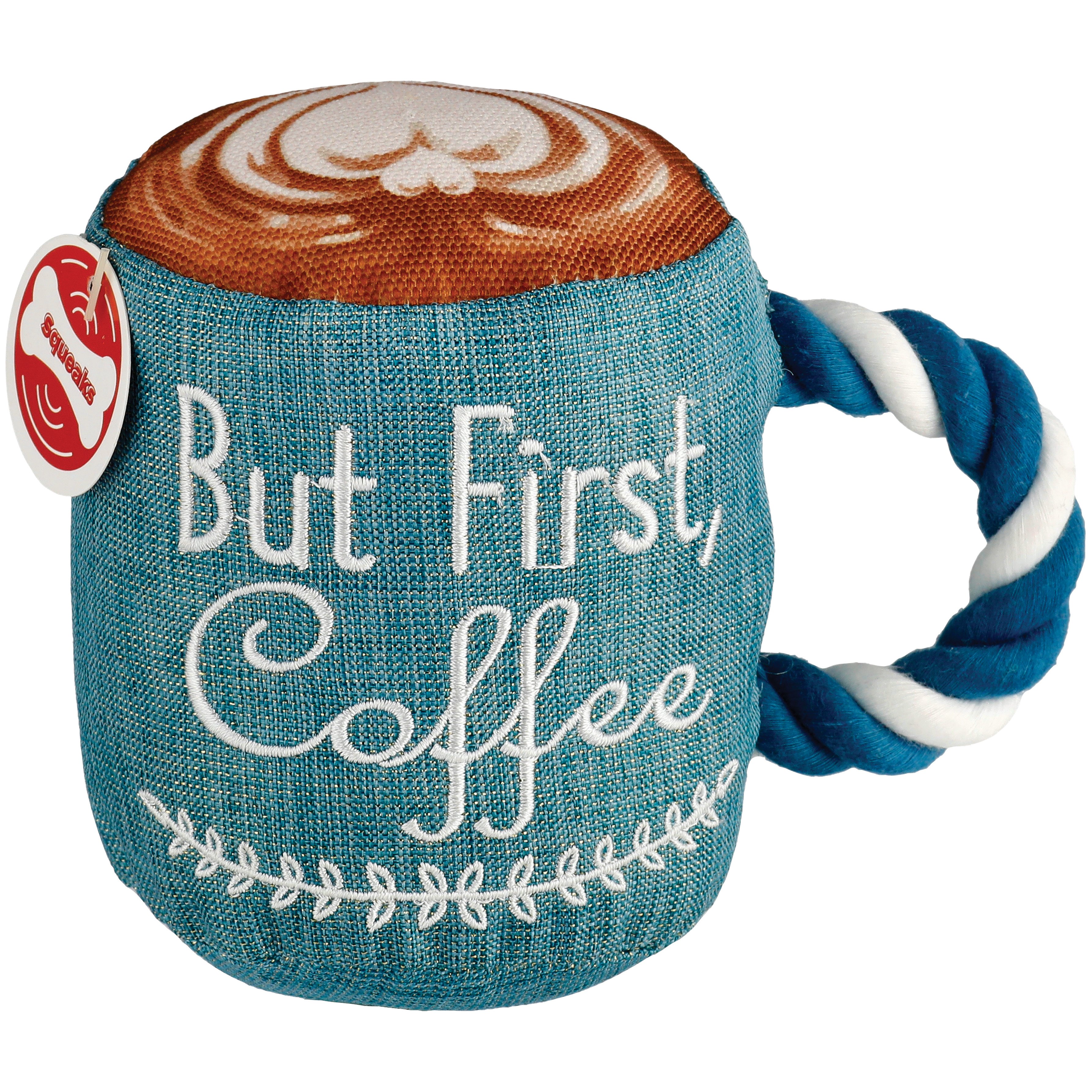 Woof and Whiskers But First Coffee Mug Plush Dog Toy Shop Dogs at HEB