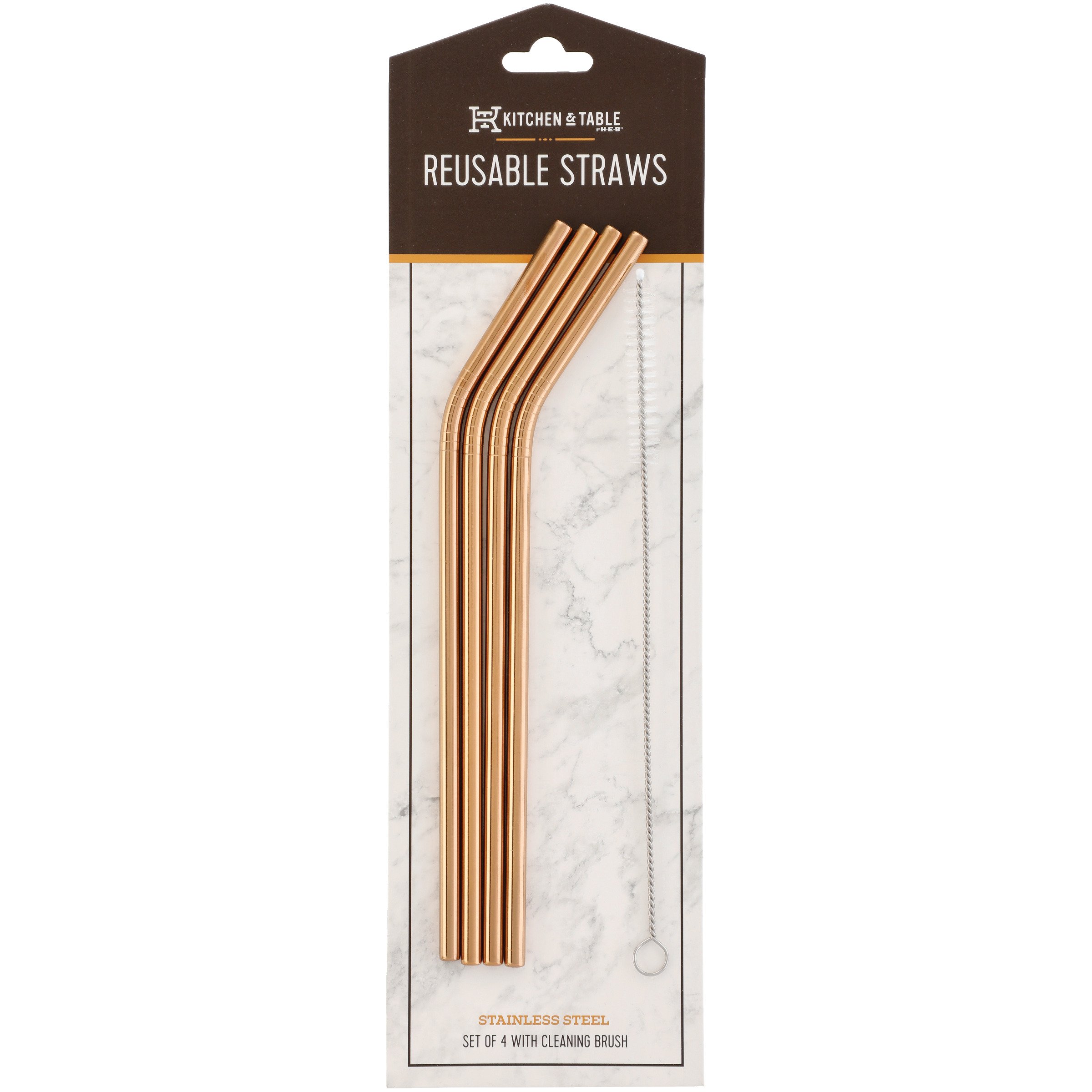 Kitchen & Table by HEB Stainless Steel Reusable Straws Antique Gold