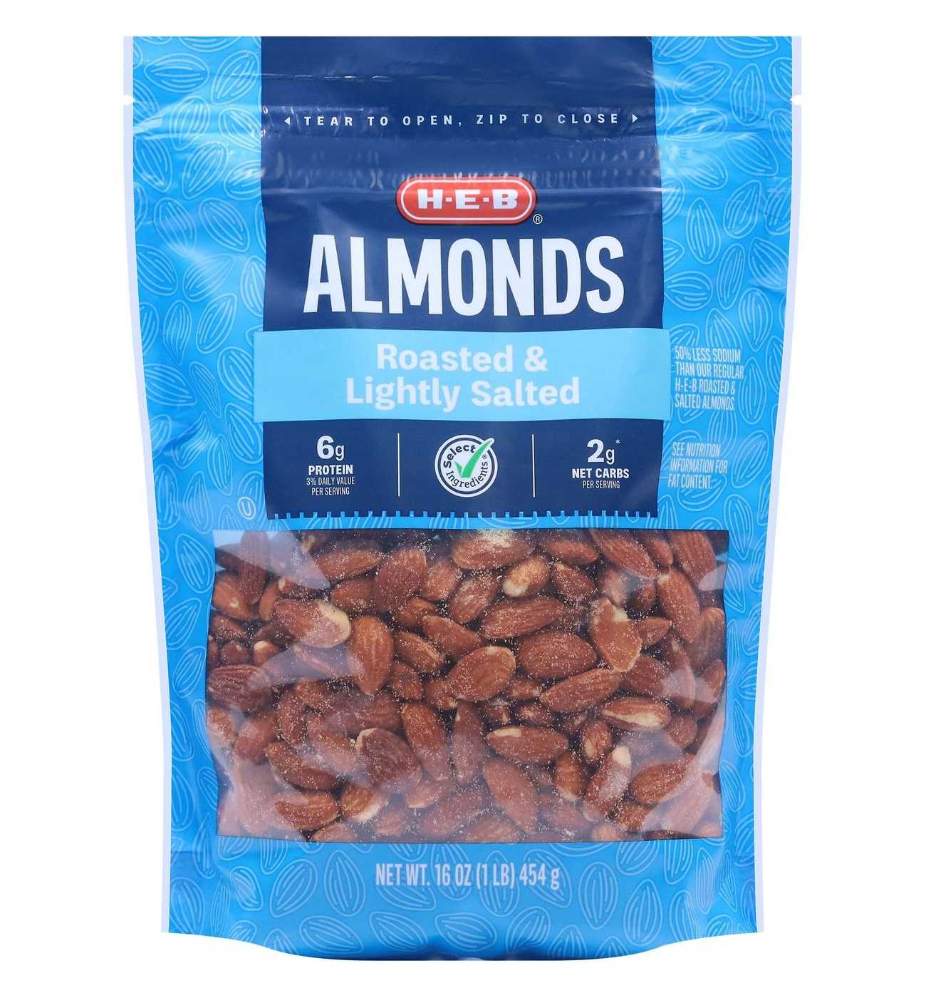 H-E-B Lightly Salted Roasted Almonds; image 1 of 5