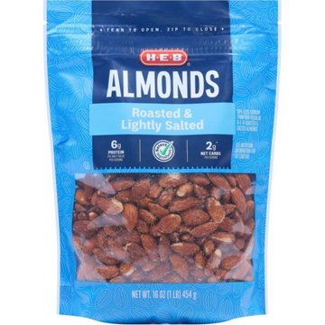 H-E-B Lightly Salted Roasted Almonds, 16 oz