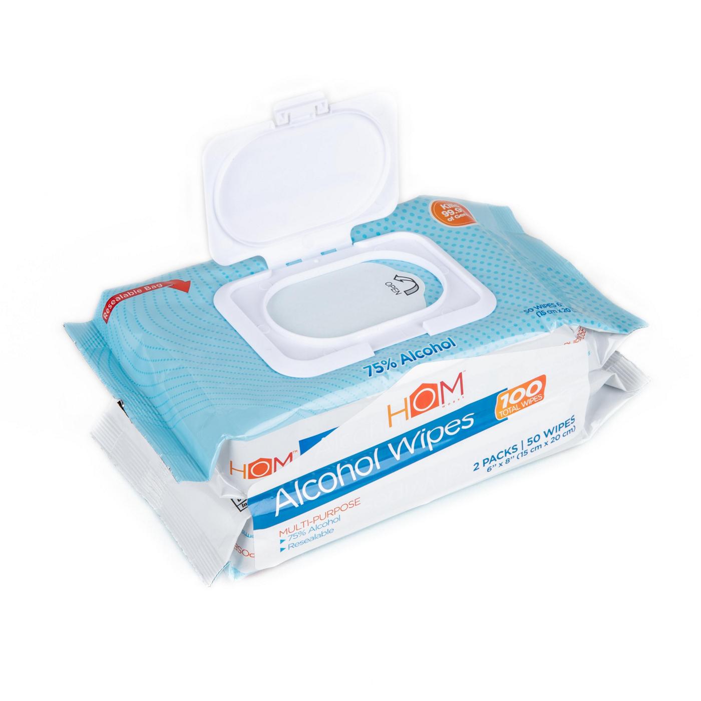 Hom Works Multi-Purpose Alcohol Wipes Twin Pack; image 2 of 3