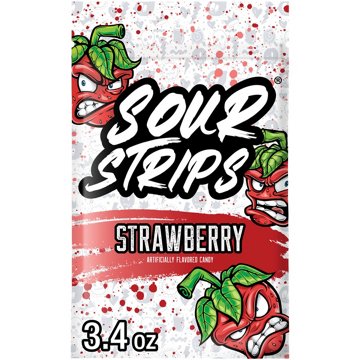 Sour Strips Strawberry Flavored Chewy Candy, 3.4 oz