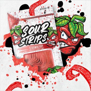 Sour Strips Strawberry Flavored Chewy Candy, 3.4 oz