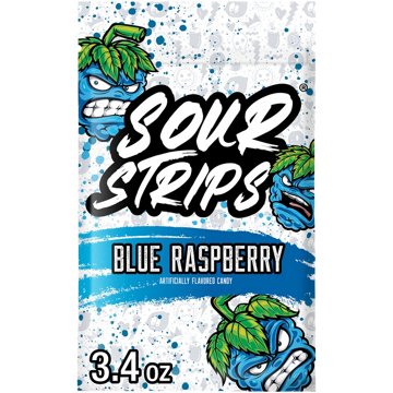 Sour Strips Blue Raspberry Candy, 3.4 oz