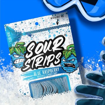 Sour Strips Blue Raspberry Candy, 3.4 oz