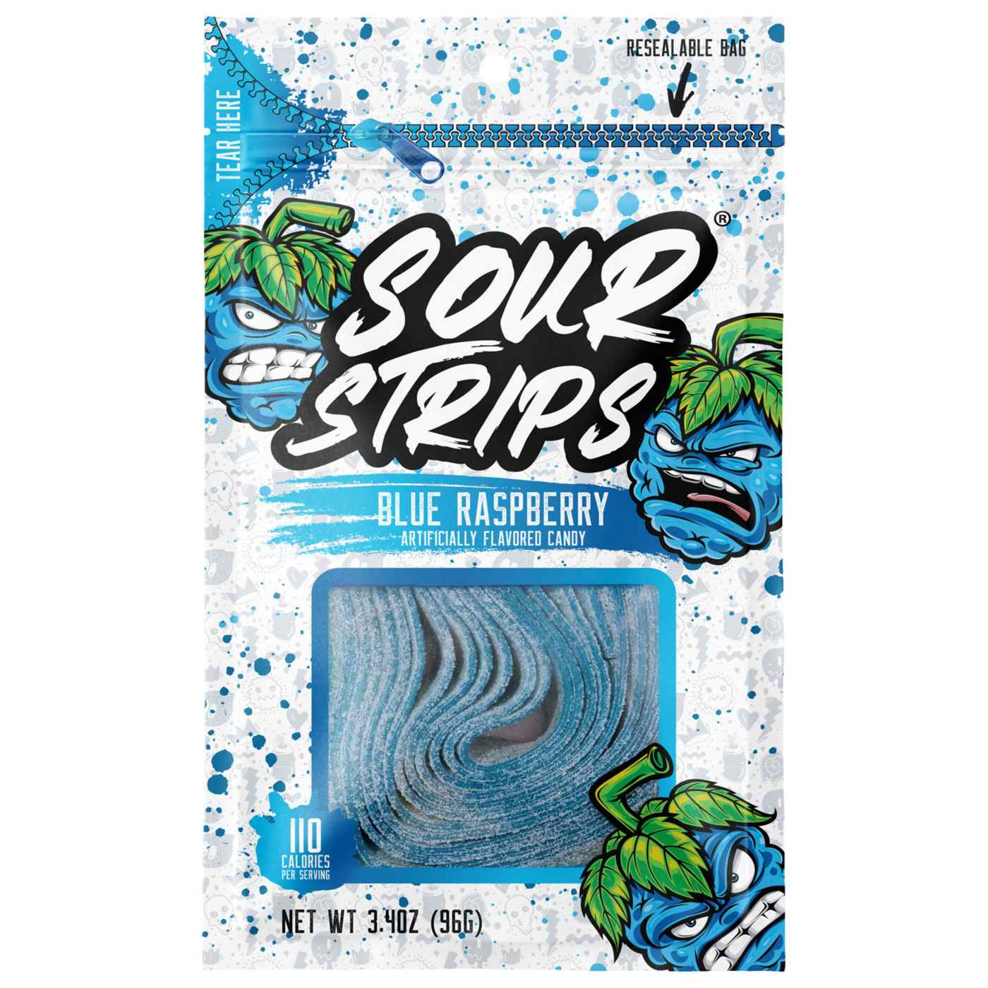 Sour Strips Blue Raspberry Candy; image 6 of 9