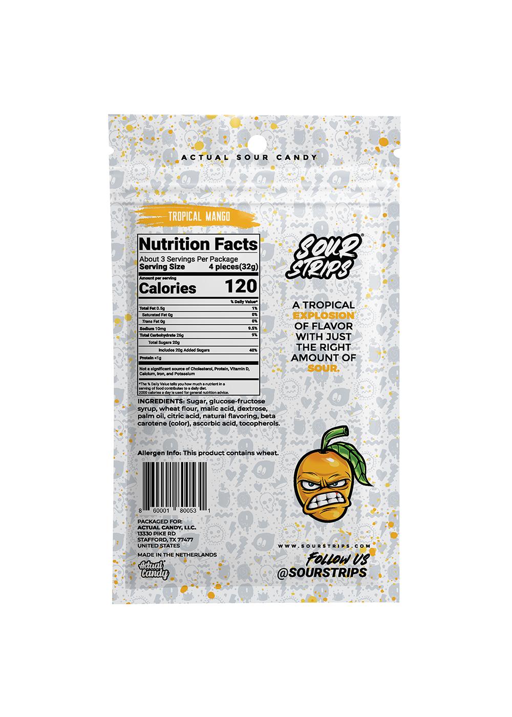 Sour Strips Tropical Mango Candy; image 2 of 2