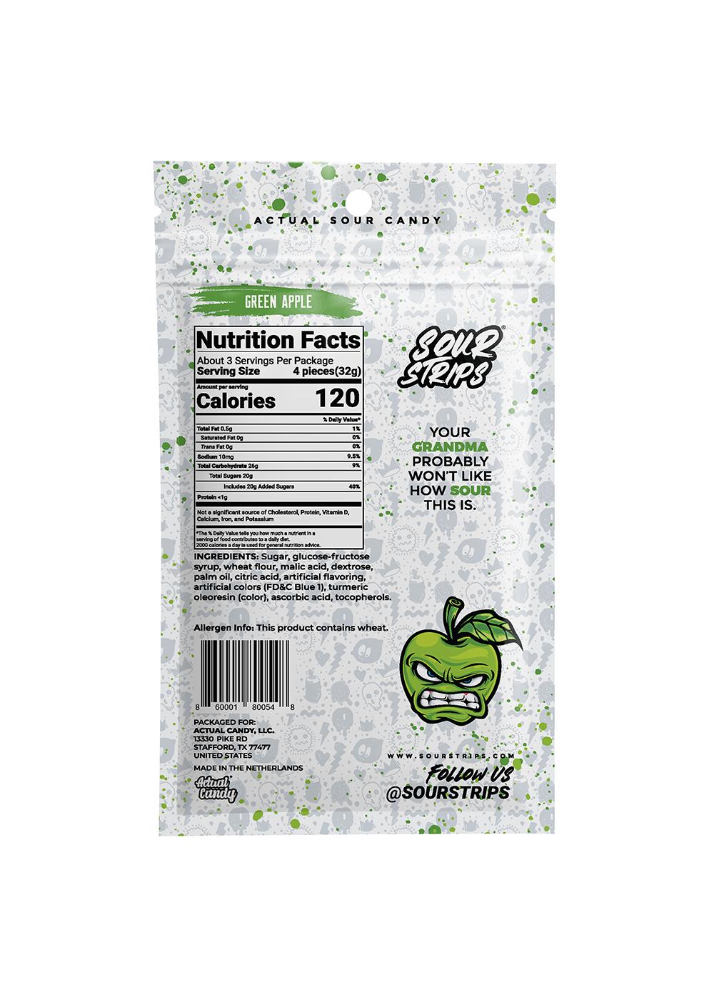 Sour Strips Green Apple Candy; image 2 of 2