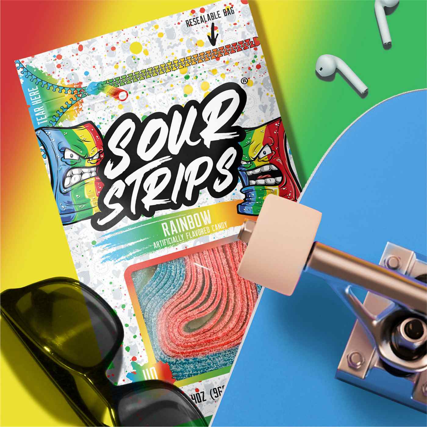 Sour Strips Rainbow Flavor Candy; image 7 of 9
