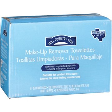 Hill Country Fare Make-Up Remover Towelettes, Texas-Size Pack, 150 ct