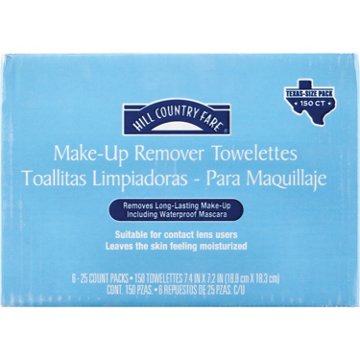 Hill Country Fare Make-Up Remover Towelettes, Texas-Size Pack, 150 ct