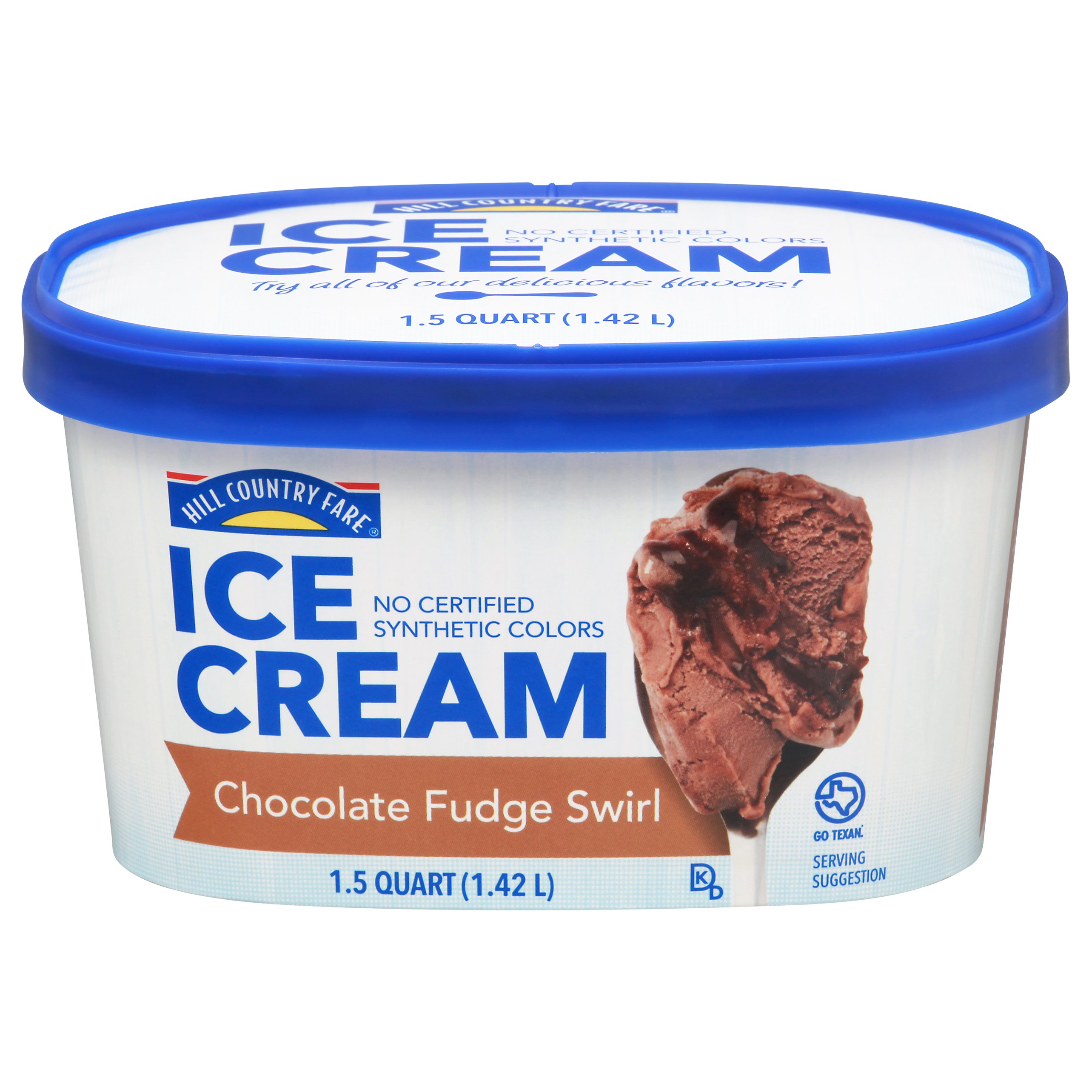 Hill Country Fare Chocolate Fudge Swirl Ice Cream, 1.5 qt