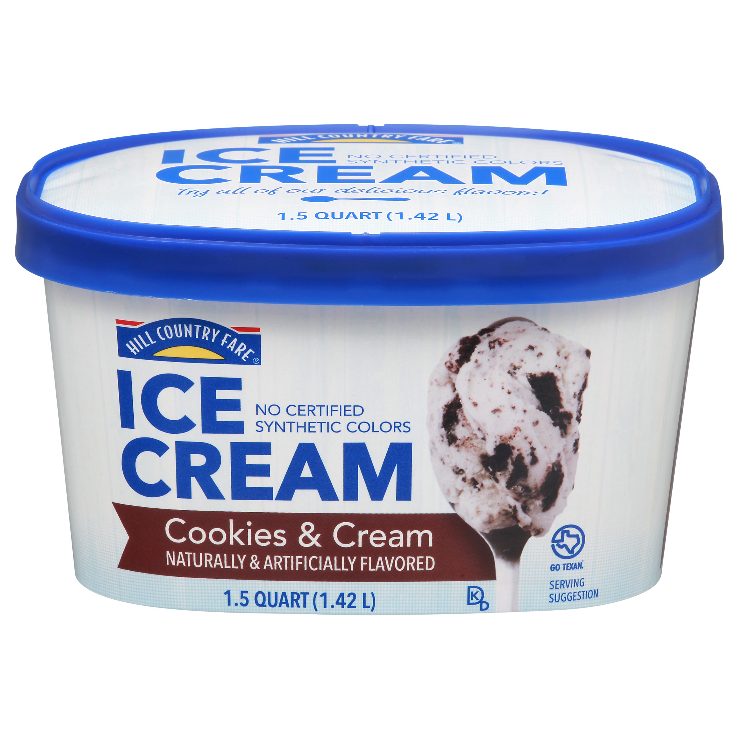 Hill Country Fare Cookies & Cream Ice Cream, 1.5 qt