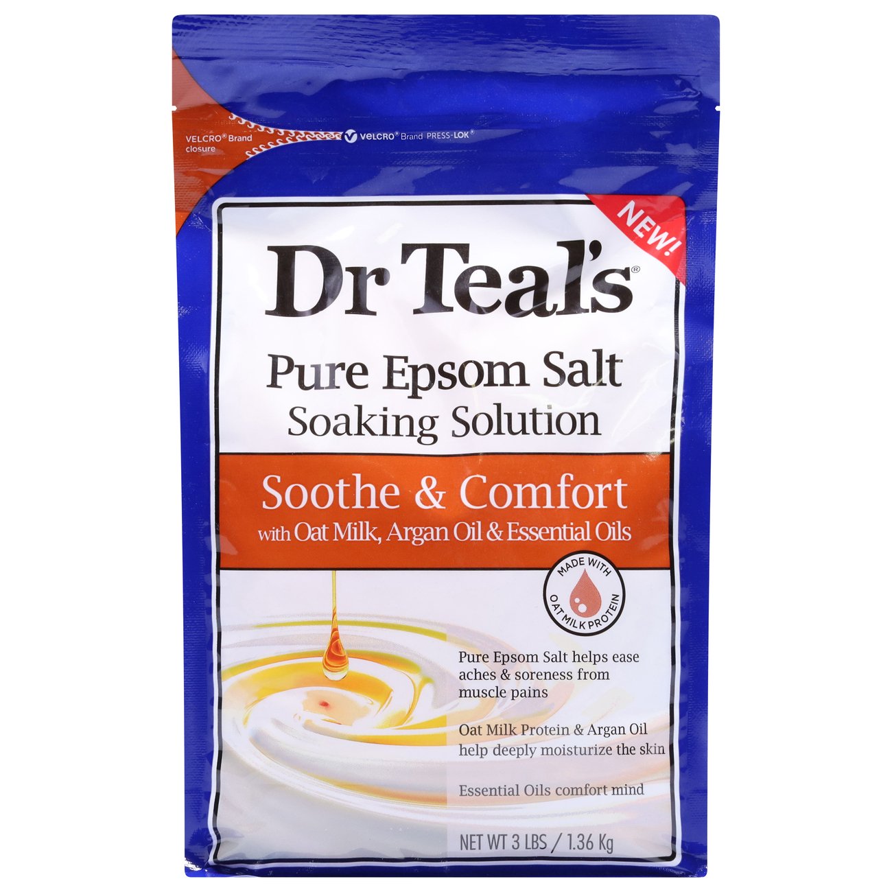 Dr. Teal's Soothe & Comfort Pure Epsom Salt Soak with Oat Milk, Argan Oil & Essential Oils