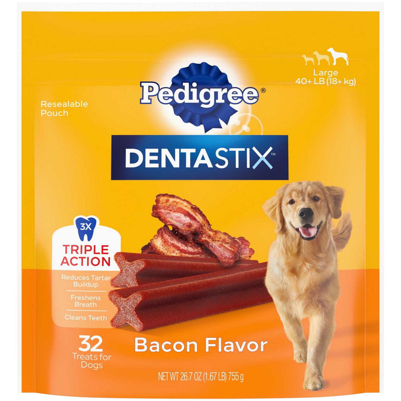 Pedigree DENTASTIX Oral Care Bacon Flavor Large Dog Treats; image 1 of 5