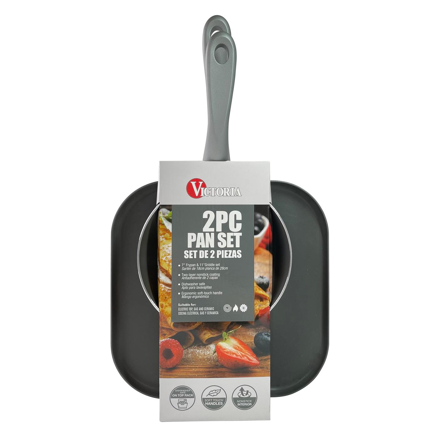 Victoria NonStick Silver Fry Pan Set Shop Frying pans & griddles at HEB