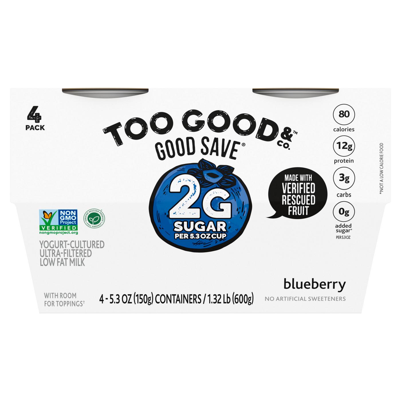 Too Good & Co. Blueberry Flavored Lower Sugar Greek Yogurt; image 1 of 2