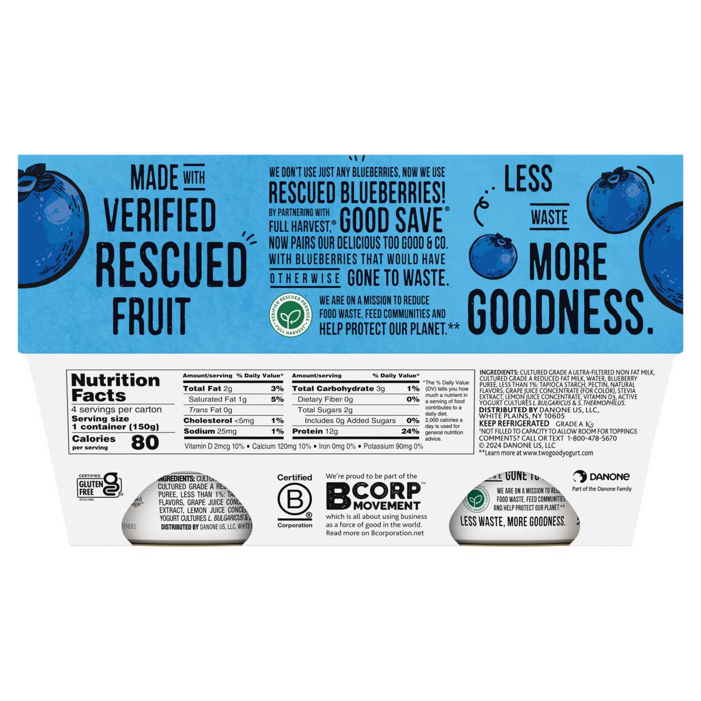 Too Good & Co. Lower Sugar 4 pk Greek Yogurt - Blueberry; image 5 of 9