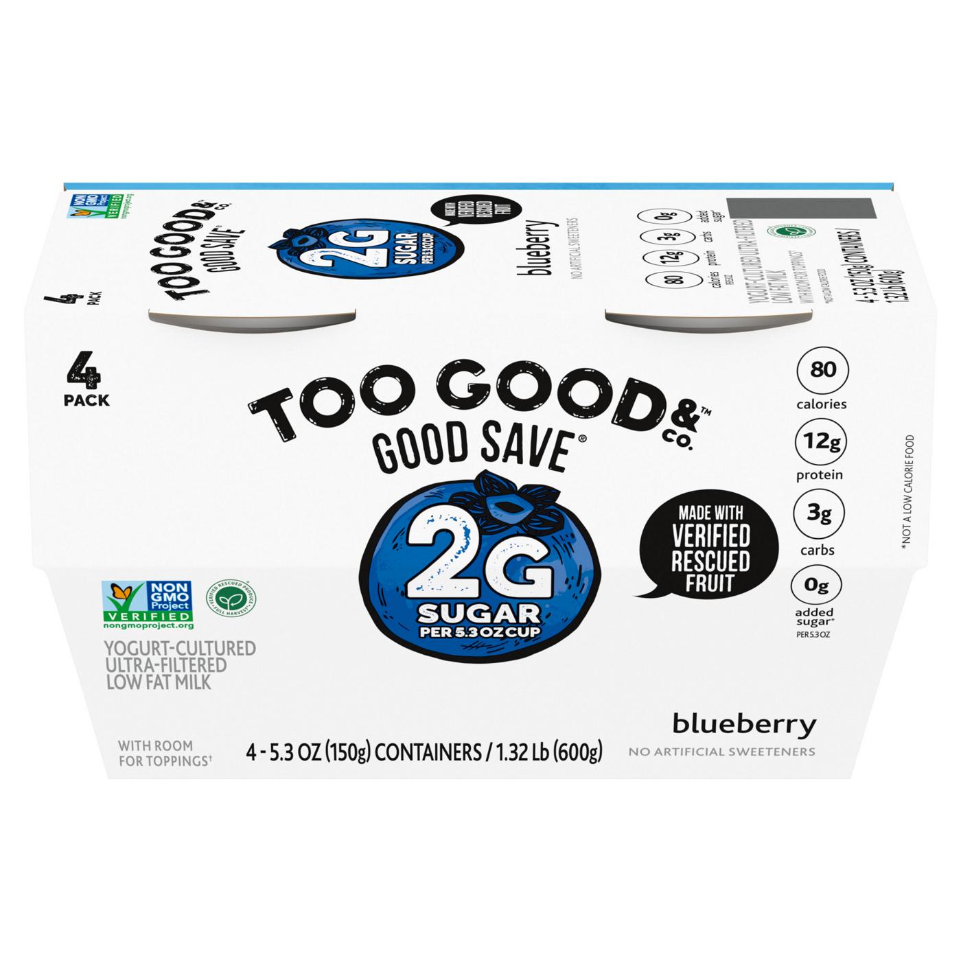 Too Good & Co. Lower Sugar 4 pk Greek Yogurt - Blueberry; image 8 of 9