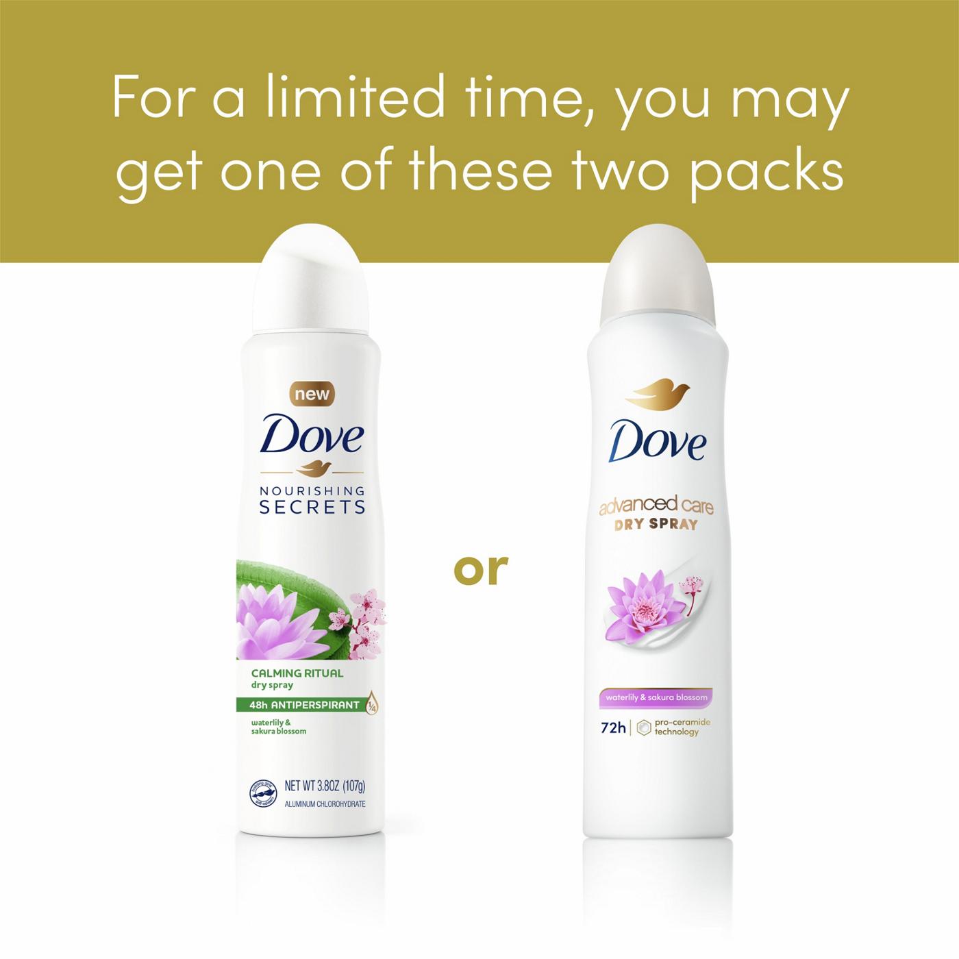 Dove Nourishing Secrets Waterlily & Sakura Blossom Dry Spray Antiperspirant Deodorant; image 4 of 7