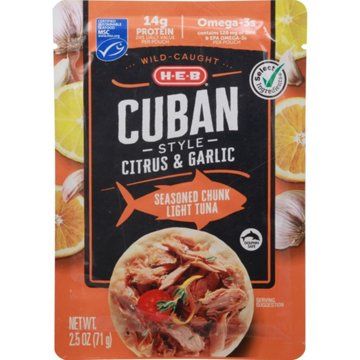 H-E-B Wild Caught Seasoned Chunk Light Tuna Pouch - Citrus & Garlic, 2.5 oz