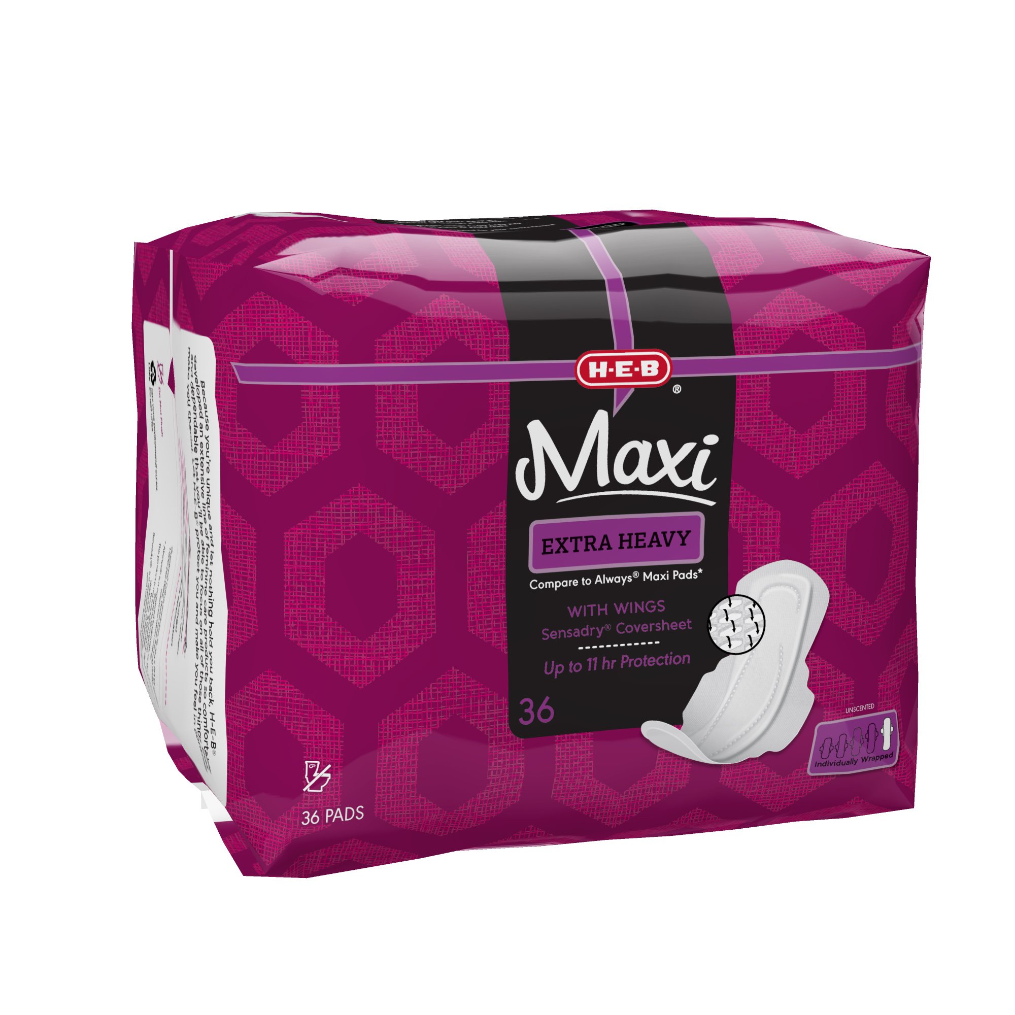 HEB Maxi Extra Heavy Overnight Pads With Wings Shop Feminine Care at HEB