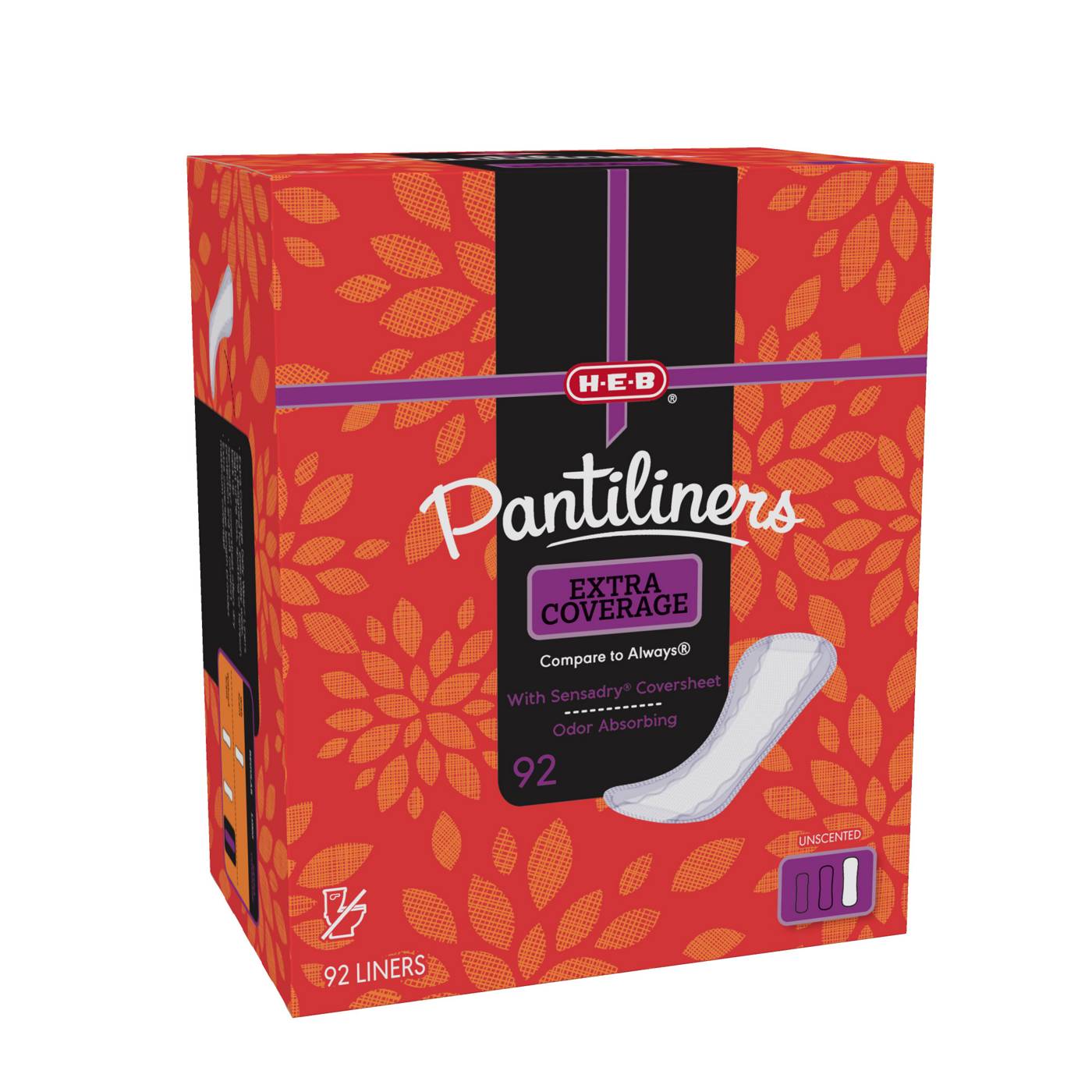 H-E-B Extra Coverage Pantiliners - Shop Pads & Liners at H-E-B