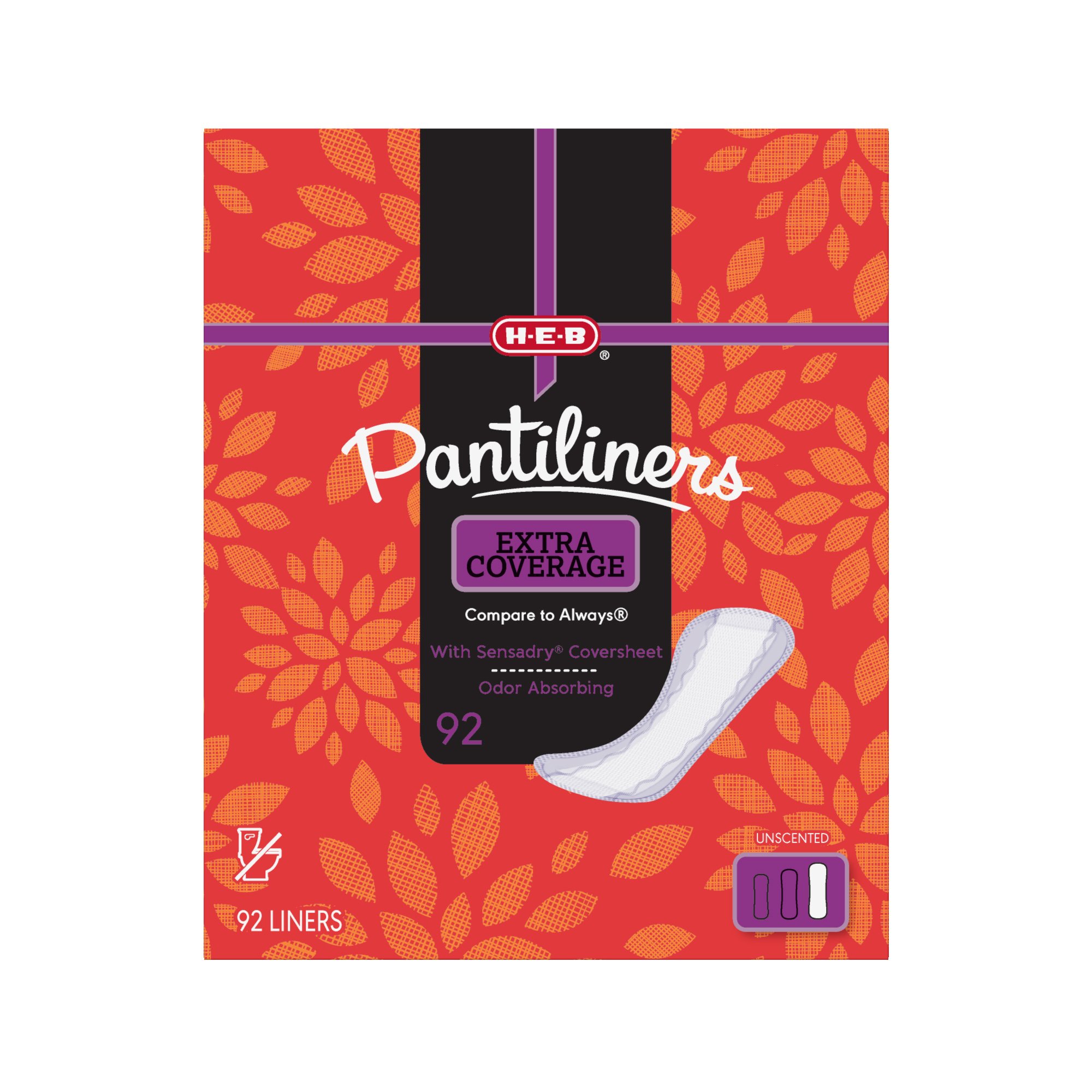 H-E-B Extra Coverage Pantiliners - Shop Pads & Liners at H-E-B