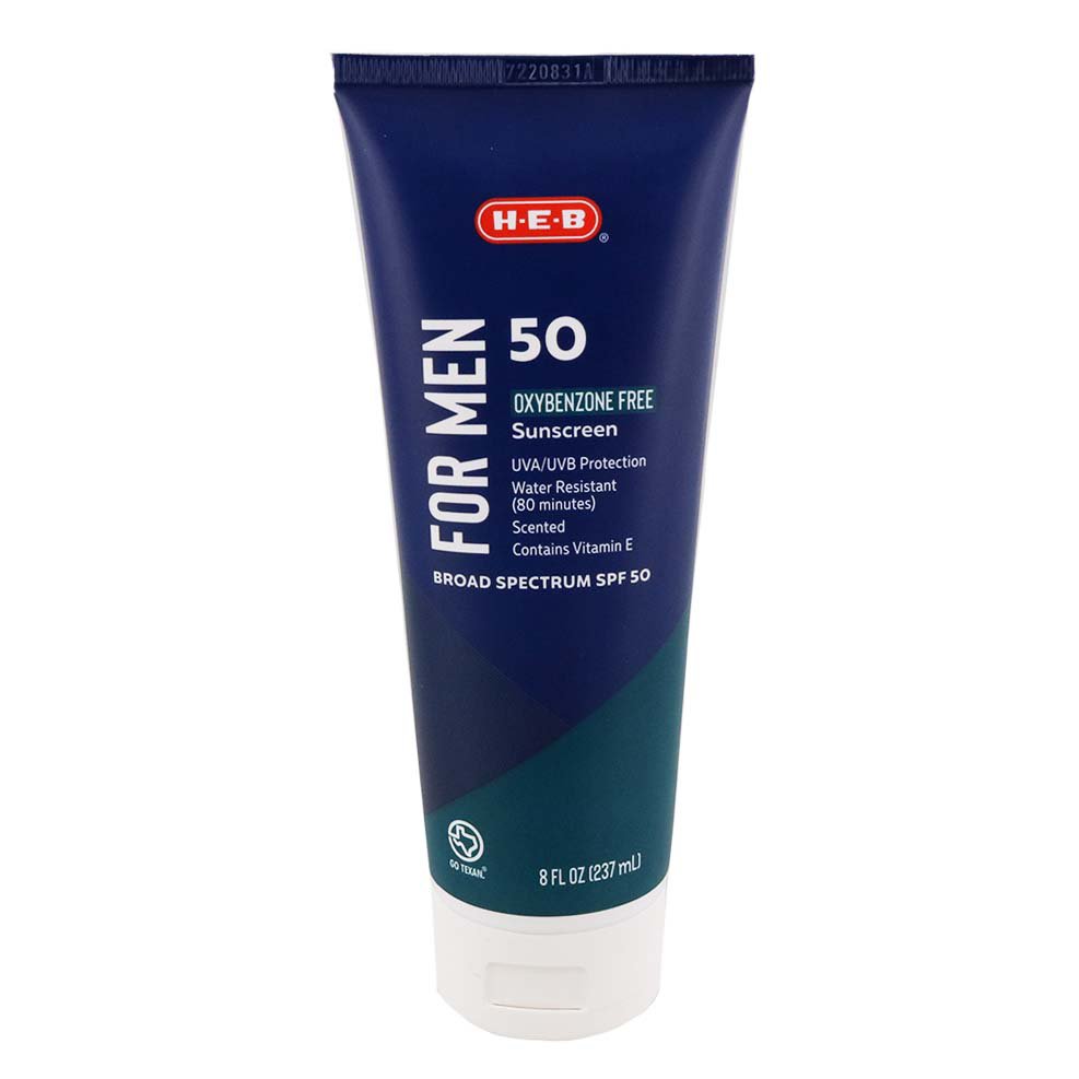 H-E-B Men’s Oxybenzone Free Sunscreen Lotion – SPF 50 - Shop Sunscreen ...