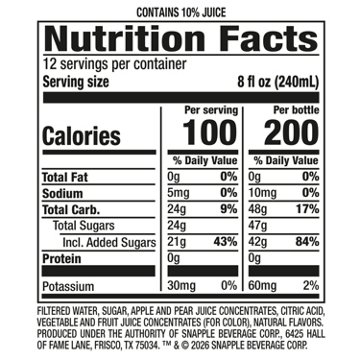 Snapple Apple Juice Drink 6 pk Bottles