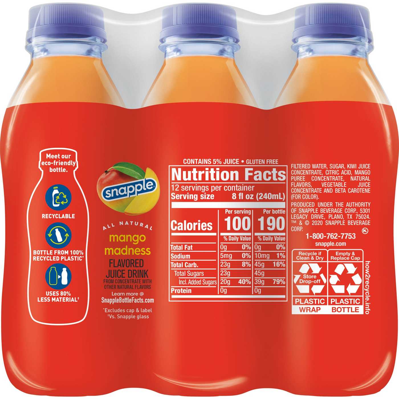 Snapple Mango Madness, 16 oz Bottles; image 3 of 4