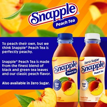 Snapple Zero Sugar Peach Iced Tea 6 pk Bottles, 16 oz