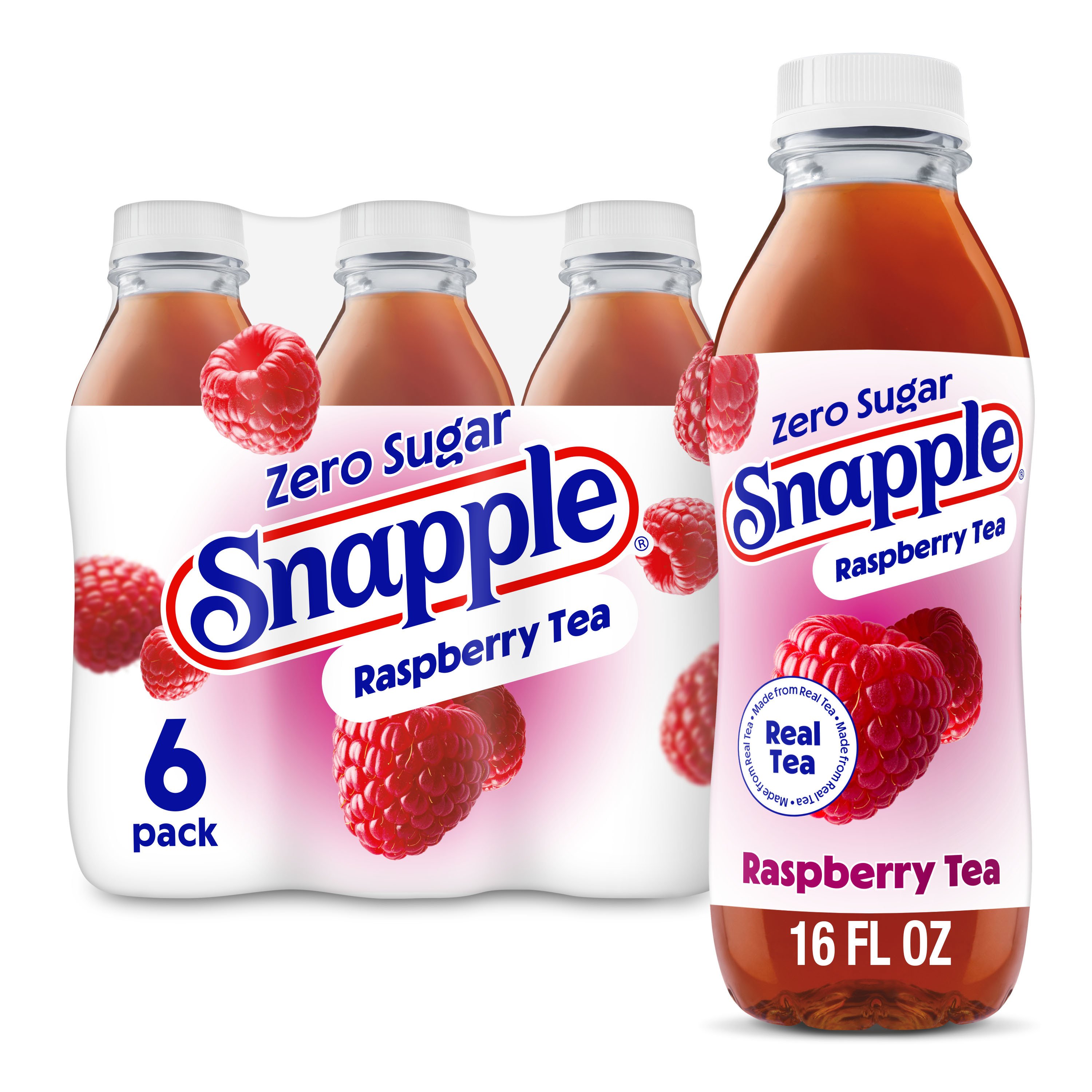 Snapple Zero Sugar Raspberry Iced Tea 6 pk Bottles, 16 oz